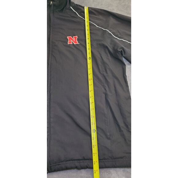 Adidas Nebraska Jacket Sz XL Men's Black Golf Windbreaker Full Zip C14-8 - Picture 2 of 10